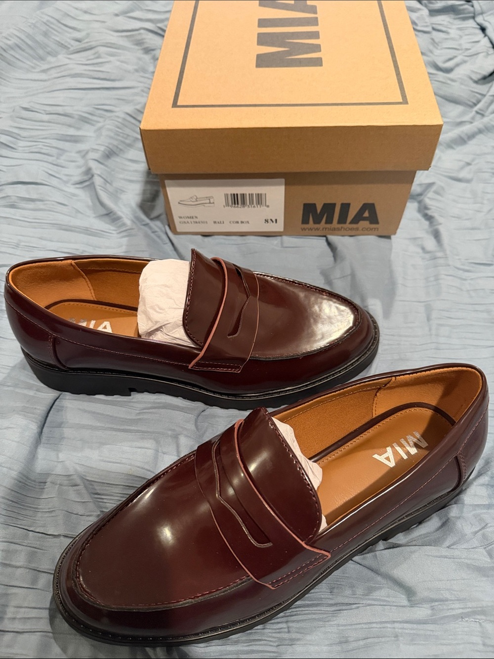 MIA Burgundy Leather Penny Loafers